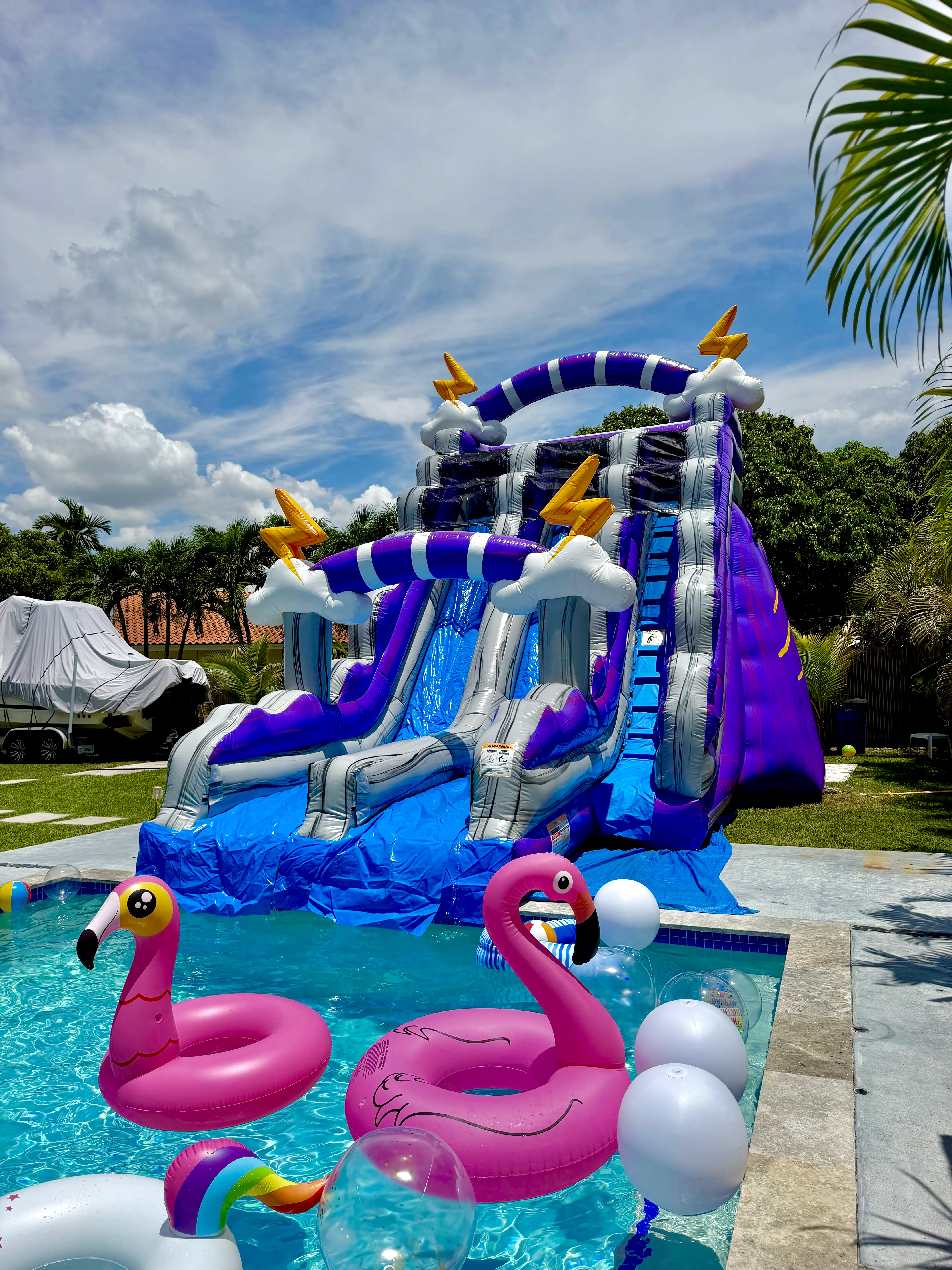 Thunder Dual Lane Waterslide 20ft T, 38ft L, 19ft W